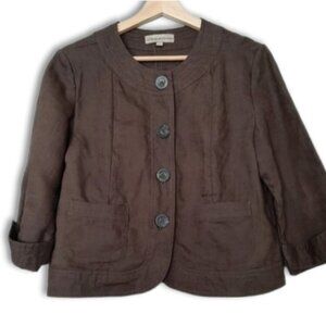 MARVIN RICHARDS 100% Linen Natural Unstructured Light Blazer Jacket Brown Sz S